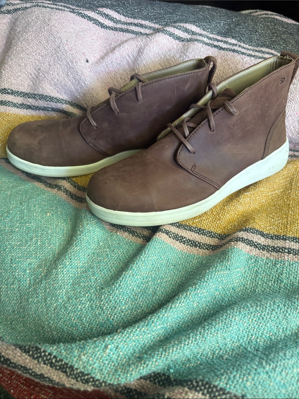 Red Wing Shoes Brown Leather Men's Chukka Boots with Safety Toe and White Sole